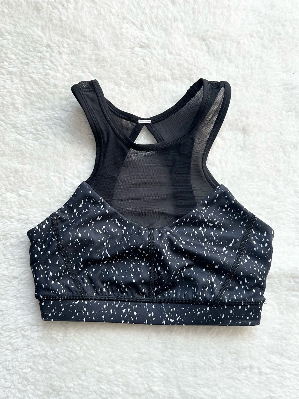 Lululemon Black Speckle Racerback High Neck Sports Bra